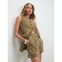 River Island Faux Suede Waistcoat - Green
