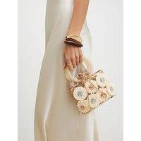 River Island Raffia Flower Basket Bag - Beige