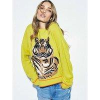 River Island Tiger Knitted Jumper - Green