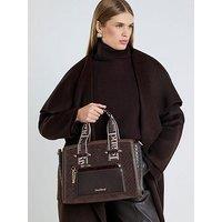 River Island Faux Suede Monogram Tote Bag - Brown