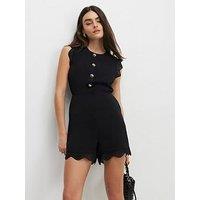 River Island Sleeveless Button Detail Playsuit - Black