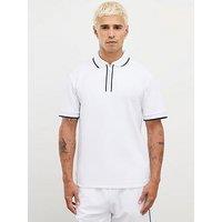 River Island Slim Fit Textured Zip Tipped Polo Shirt