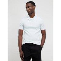 River Island Muscle Fit Ribbed Polo Shirt