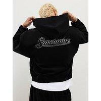 River Island Sanctuaire Corduroy Zip Through Hoodie - Black
