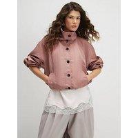 River Island Drawstring Hem Bomber Jacket - Pink