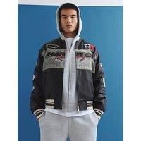River Island Faux Leather Motocross Bomber Jacket - Black