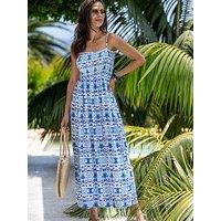 Pour Moi Emma Strapless Shirred Bodice Maxi Beach Dress