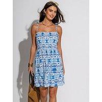 Pour Moi Mia Strapless Shirred Bodice Frill Beach Dress