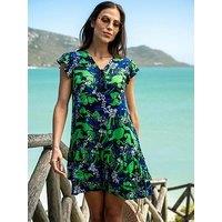 Pour Moi Gracie Crinkle Frill Swing Beach Dress