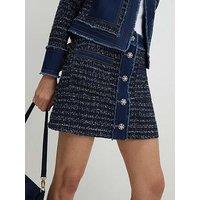 River Island Boucle Denim A Line Mini Skirt