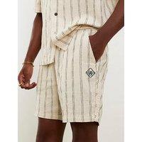 River Island Cream Regular Fit Stripe Pull On Shorts