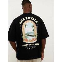 River Island Oversized Fit Landscape Patch T-Shirt