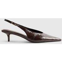 River Island Croc Print Sling Back Court Heels