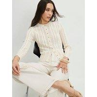 River Island Cream Open Knit Long Sleeve Cardigan
