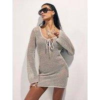 River Island Metallic Knit Beach Tunic Dress