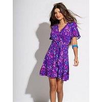 Pour Moi Birdie Stretch Viscose Jersey Wrap Front Dress