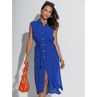 Pour Moi Sleeveless Crinkle Maxi Beach Shirt Dress