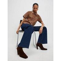 River Island Faux Leather Short Sleeve Pocket Shirt