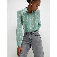 River Island Spot Print Scallop Trim Shirt