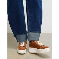 River Island Faux Suede Lace Up Flatform Trainers