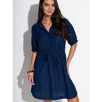 Pour Moi Blair Half Placket Channel Waist Shirt Dress