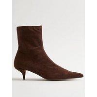 River Island Faux Suede Pointed Toe Sock Boots - Brown