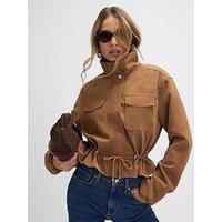River Island Beige Funnel Neck Drawstring Jacket - Beige