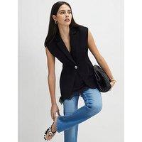 River Island Sleeveless Cinched Waist Blazer - Black