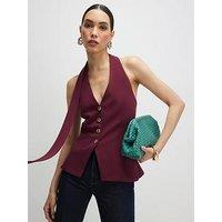 River Island Purple Sleeveless Scarf Neck Waistcoat - Red