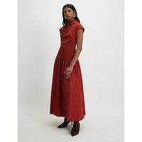 River Island Short Sleeve Hybrid Drape Maxi Dress - Dark Orange