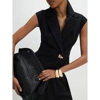 River Island Cap Sleeve Twill Waistcoat - Black