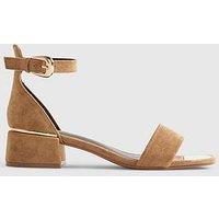 River Island Beige Faux Suede Low Block Heel Sandals - Beige