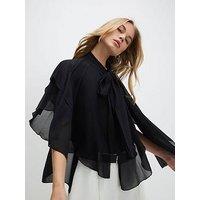 River Island High Neck Ruffle Cape - Black