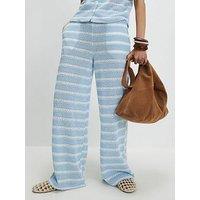 River Island Striped Crochet Wide Leg Trousers - Blue