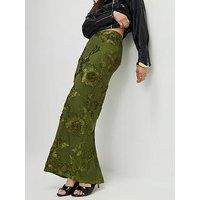 River Island Cornelli Maxi Skirt - Khaki