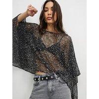 River Island Sequin Knitted Cape - Black