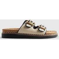 River Island Double Strap Footbed Sandals - Beige