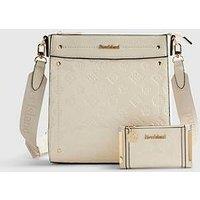 River Island Embossed Monogram Messenger Bag Bundle - Cream