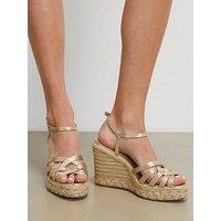 River Island Caged Wedge Heel Sandals - Gold