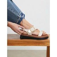 River Island Cream Two Part Ring Buckle Flatform Sandals - Cream