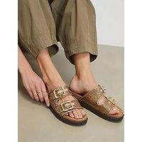 River Island Double Strap Footbed Sandals - Gold