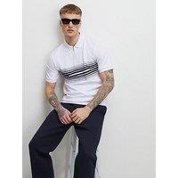 River Island Slim Fit Stripe Polo Shirt - White