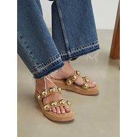 River Island Studded Flatform Sandals - Beige