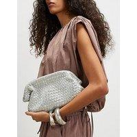 River Island Leather Woven Clutch Bag - Silver
