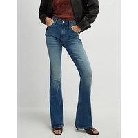 River Island Washed Sculpt Flare Jeans - Blue