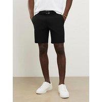 River Island Slim Fit Belted Chino Shorts - Black