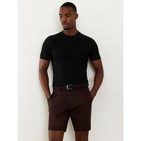 River Island Slim Fit Belted Chino Shorts - Brown