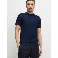 River Island Muscle Fit Zig Zag Textured T-Shirt - Blue