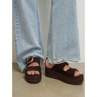 River Island Ring Buckle Strap Wedge Sandals - Brown