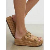 River Island Ring Buckle Strap Wedge Sandals - Beige